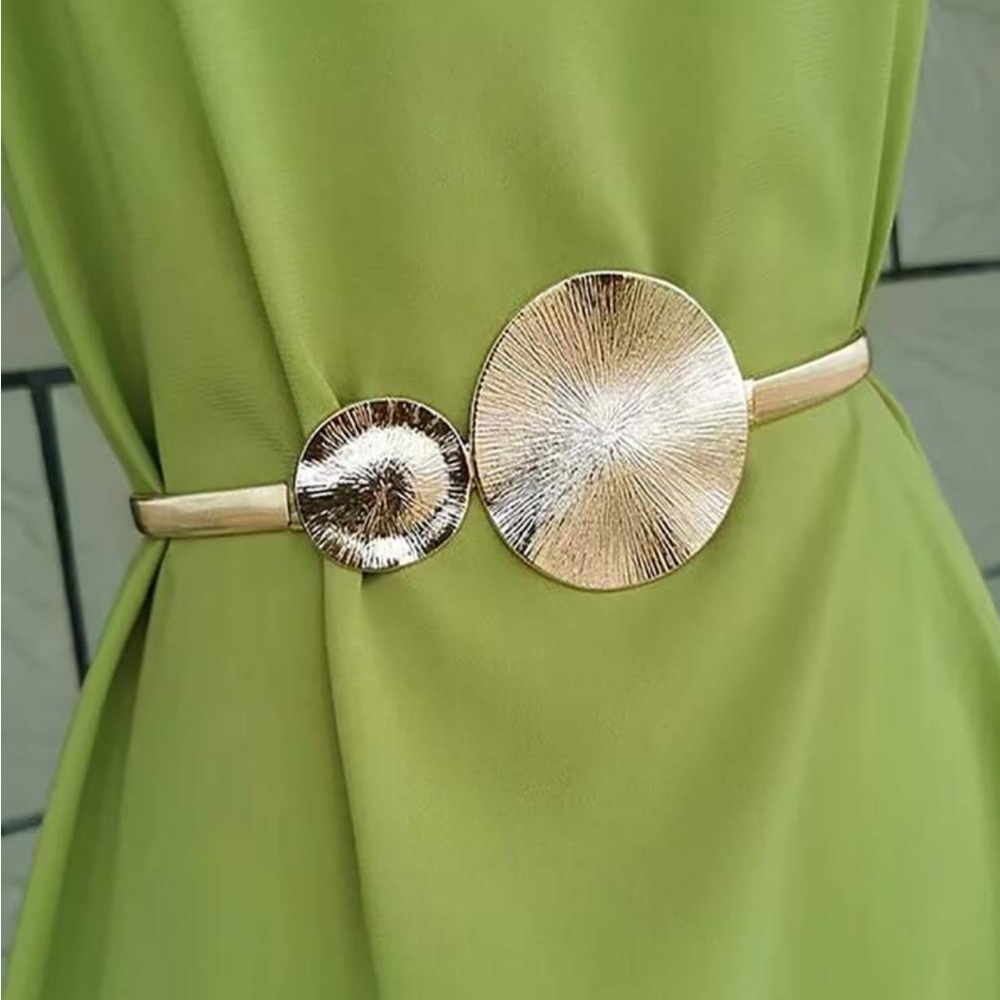 SHEIN Olive Dress with Metallic Belt